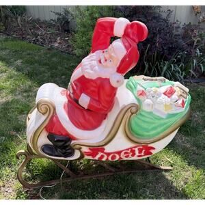 Vintage 1960s Empire Santa Sleigh Christmas Blow Mold Yard Decor 36” Nice!